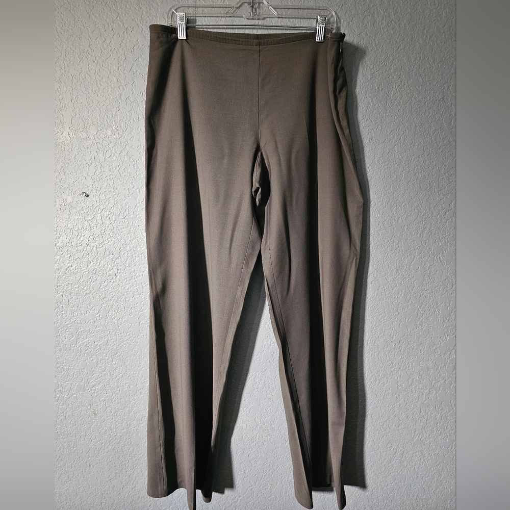EILEEN FISHER Brown Washable Stretch Crepe Straight Ankle Pants Sz M Excellent